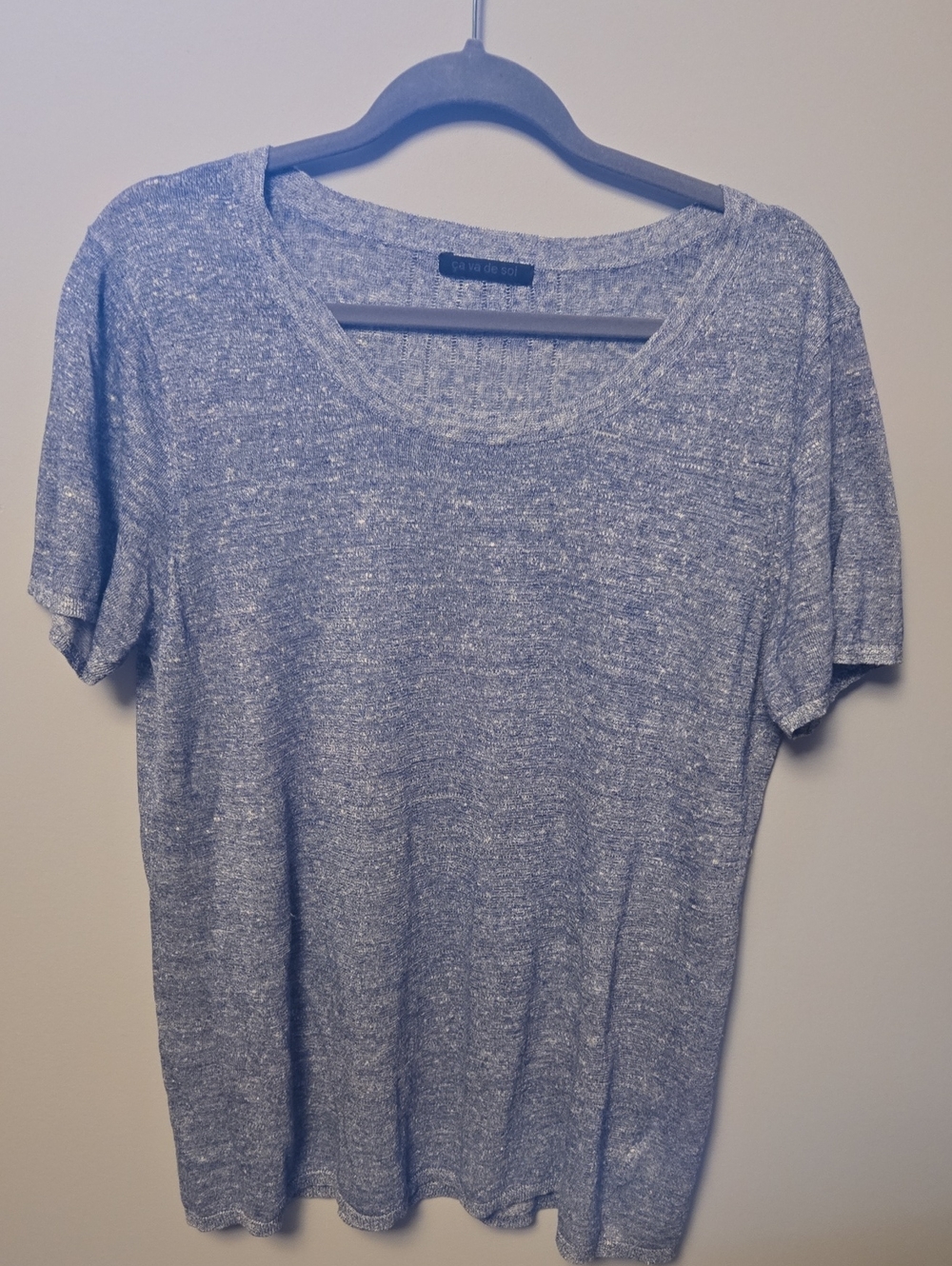 Cà Va De Soi Light Blue Womens Short Sleeved Tunic Shirt Linen/cotton Bkend